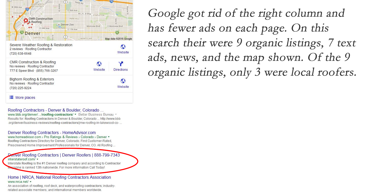 organic listings on Google